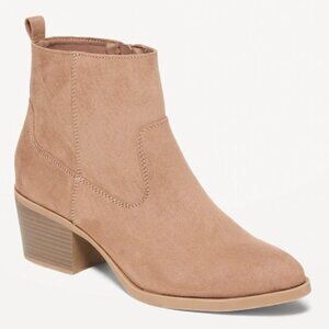 Old Navy Western Faux Suede Ankle Boot Mocha Womens Size 7.5 Boots Brown Heel